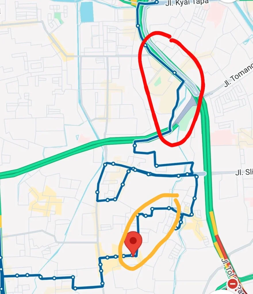Peta kemacetan rute JAK 53.